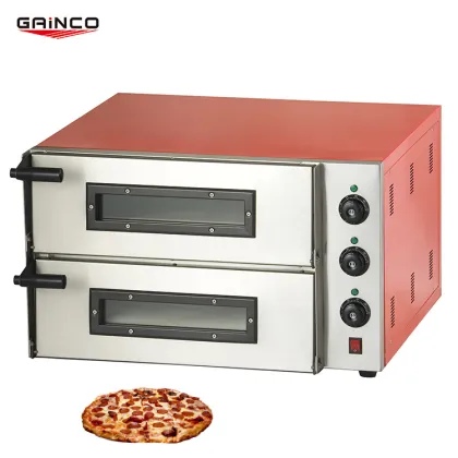 Commercial Stainless Steel Double Decker Electric Pizza Oven for Indoor Use