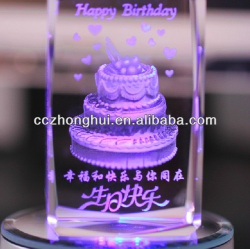 Nice crystal birthday gift with LED base