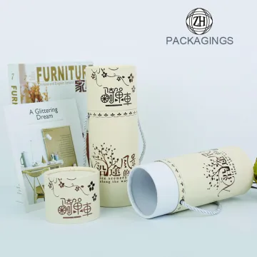 Custom cardboard gift round box with handle