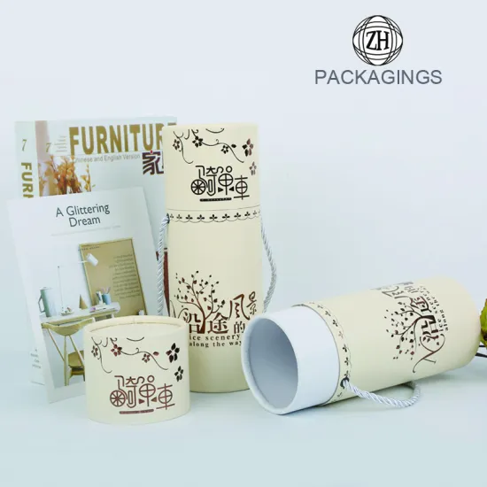 Custom cardboard gift round box with handle