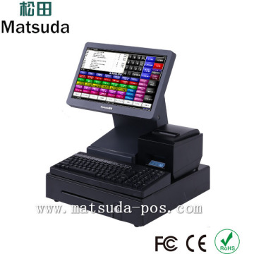 15.6 inch integrated touch screen pos system with pos printer and cash box