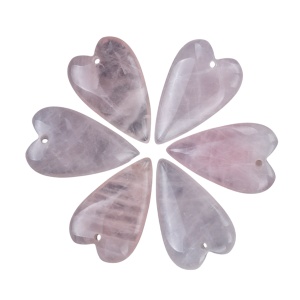 Rose Quartz 25x40mm Love Heart Pendant for DIY Making Jewelry