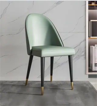 Luxury Nordic Metal Leg Leather Fabric Dining Chair