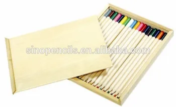 EN71-123 certificated short premimum color pencil natural wood barrels with color dipped ends in nature wood box