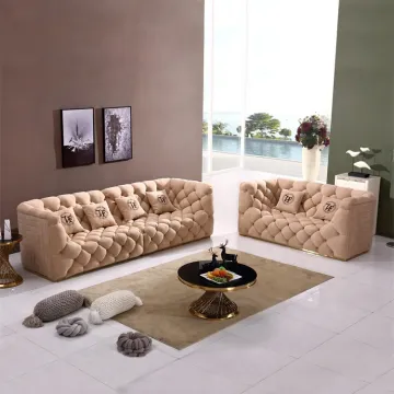 7-Seater Tuxedo & Chesterfield Velvet Fabric Sofa Set