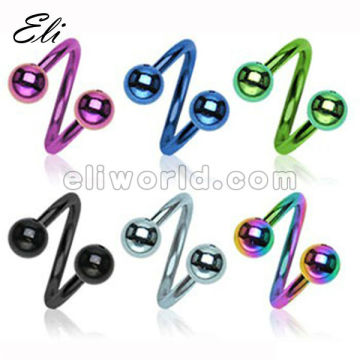 Industrial spiral barbell body jewelry piercing twister barbell