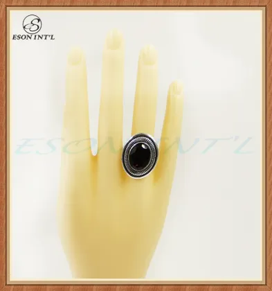 Popular Jewelry Elegance Silver Alloy Women Black Stone Ring