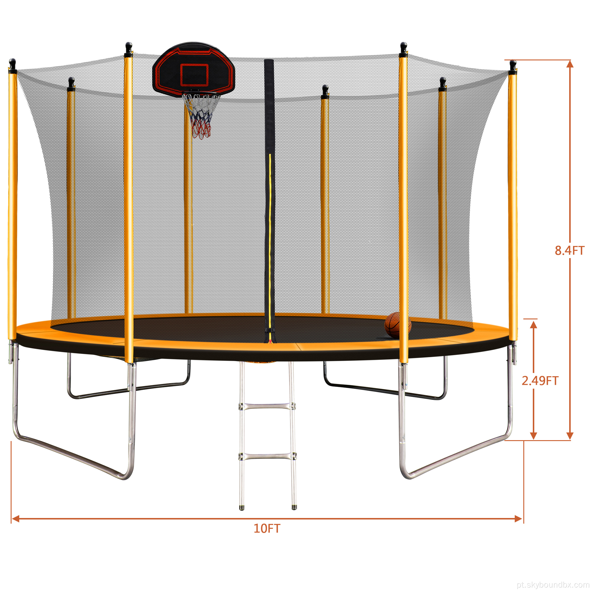 Trampolim 10 pés com argola de basquete ASTM aprovado