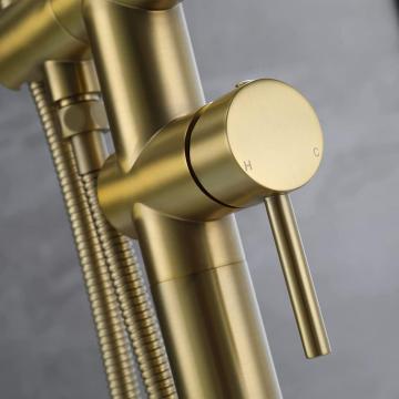 Brushed Gold Bathtub Faucet Stand Alone Tub Fillers