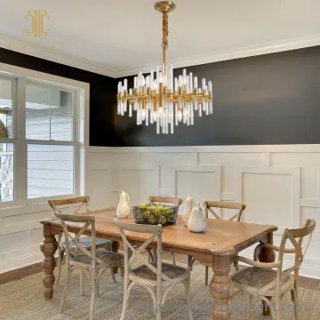 Concise design gold metal glass chandelier for living room