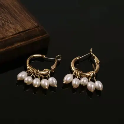 Pearl Drops, Pearl and Gold Pearl Hoop Earrings: Stylish Jewelry Collection