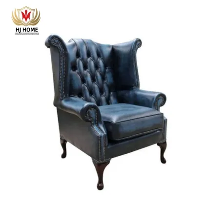 HJ HOME Classic Wingback Queen Anne Armchair - High-Back Chesterfield Sofa Chair with Exposed Hardwood Legs