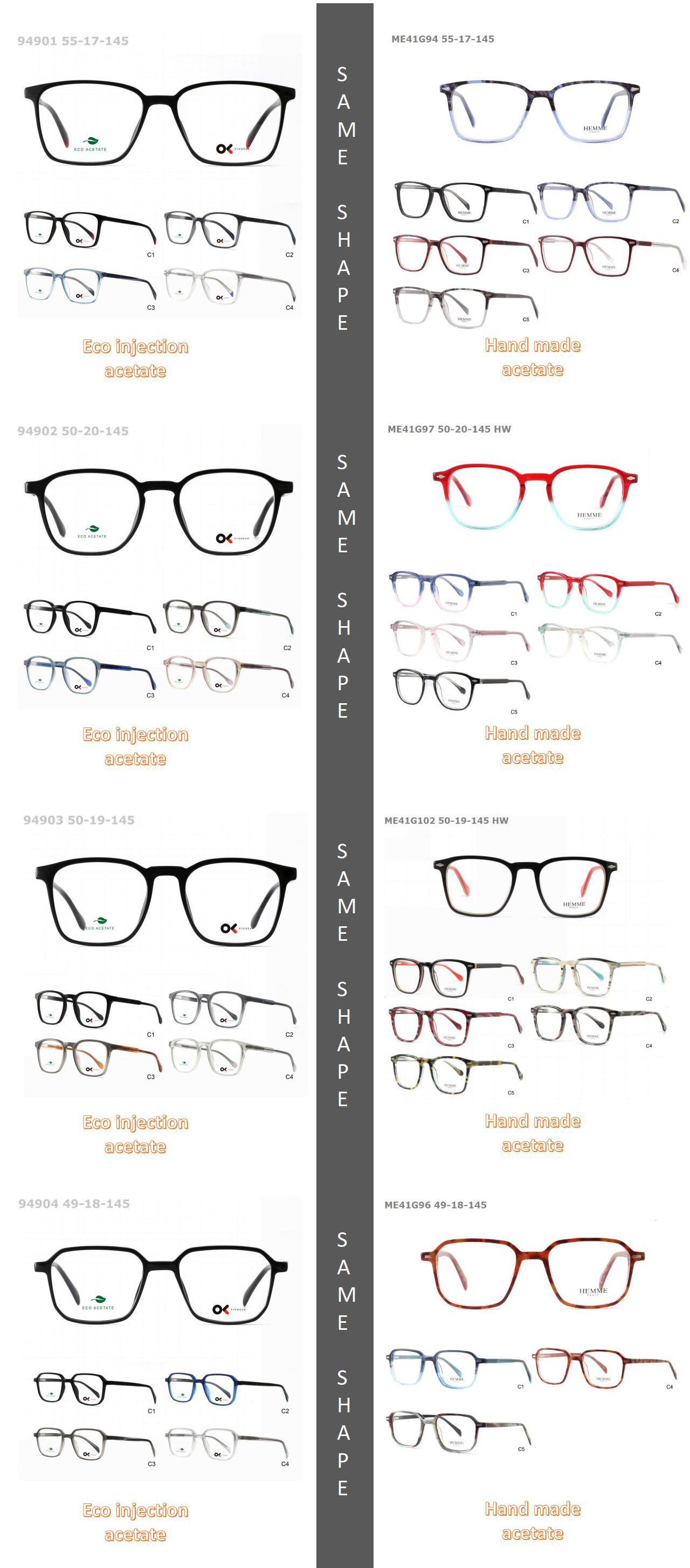 fashion design acetate optical glasses frame