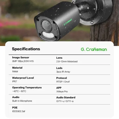8MP 4K SONY POE IP Camera with 5X Zoom and Human Motion Detection