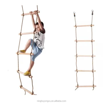 High Quality 5-Step Wooden Ladder Swing for Outdoor Fitness