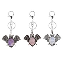 Ruby zoisite 13X18mm Cabs Antique Silver Alloy Antique Silver Alloy Bat Pendant Keychain