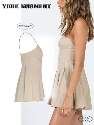 Ladies' Stretch Corset Pleated Mini Dressy Romper