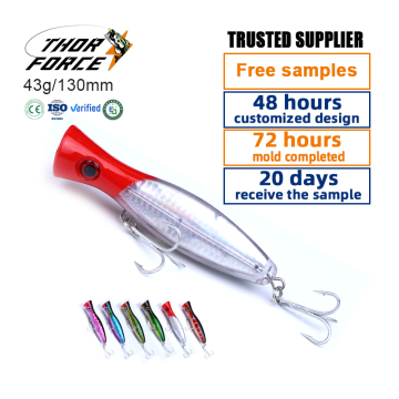 THORFORCE High Quality Popper Fishing Lures - 6 Color Options, 13cm, 43g Hard Bait