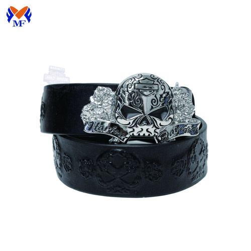 Custom design black skull round head buckle