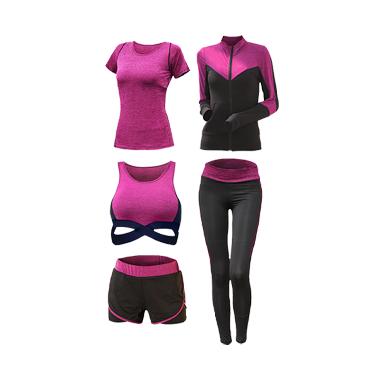 Abbigliamento da yoga da donna 5 pezzi Set completo Abbigliamento sportivo sportivo