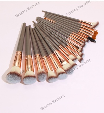 Brown Fiber Hair Makeup Brush Set for Powder and Eye Shadow