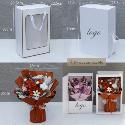 Wholesale Valentine's Day Natural Purple Preserved Rose Bouquet Gift Box