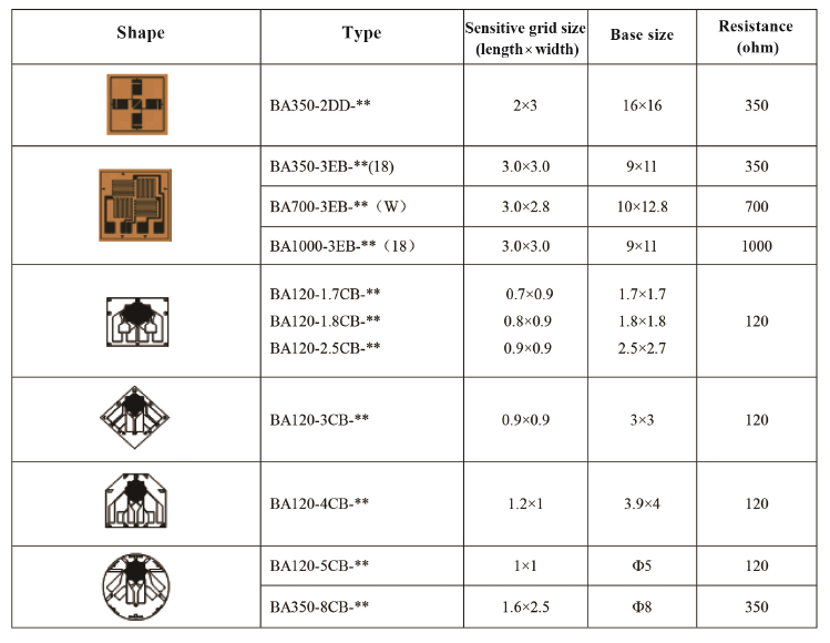 Technical Data of Composite Strain Gauge