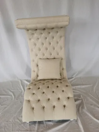 High Grade Cream White Modern Velvet S Shaped Button Tufted Recliner Sofa