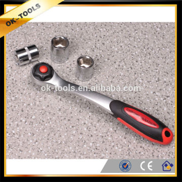 OK-toolsratchet handle, curved handle with pear-type handle, 40cr+crmo material, PP+TRP handle, good quality ratchet handle