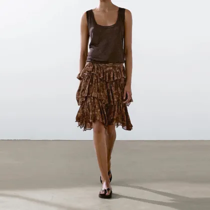 Women's ruffled floral print skirt