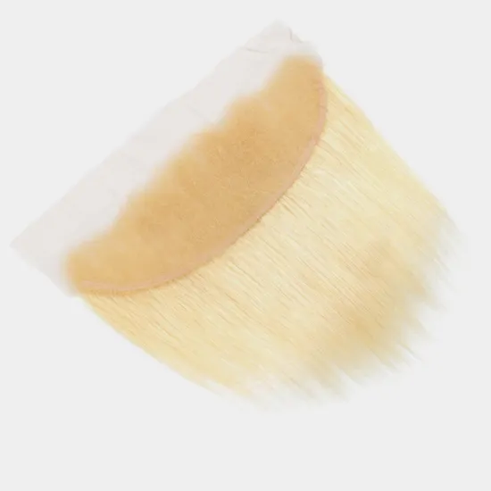 180% Density Cuticle Aligned 30 Inch Honey Blonde Colored HD Lace Frontal Virgin Human Hair Bone Straight 613 Swiss Lace Frontal