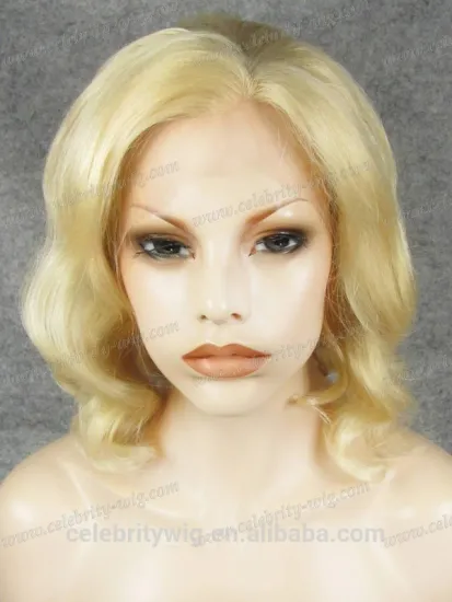 Blonde bleach 613# rinka haircut wave lace front wig synthetic hair wig