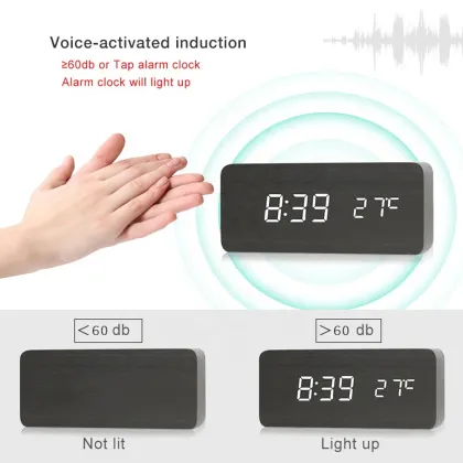 Wooden Kids Desk Table with Digital Electronic Alarm Clock