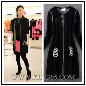 Wholesale Designer Clothing Fashion Women′s Knitted Wool Long Coat Outerwear