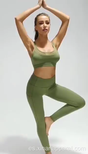 Conjunto de 2 piezas para mujer, traje de yoga ahuecado