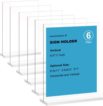 Vertical Double-Sided Acrylic Sign Holder - 3 Pack Display