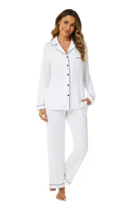 Long Sleeve Women Modal Viscose Pajamas Set Sleepwear