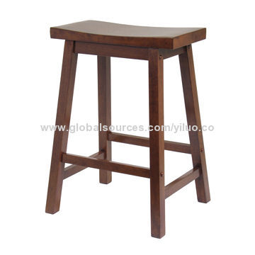 Wooden Walnut Finished Counter Stools w Curved Seats
