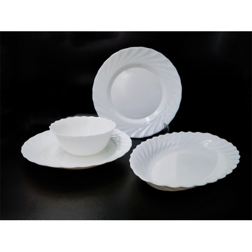Sustainable White Opal Glassware Dish Dinner Sets