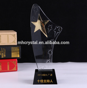 Gold Star Crystal Glass trophy MH-J0879