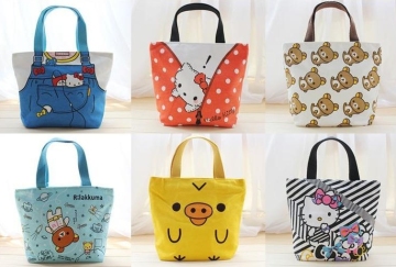 Color Block Canvas Tote Bag
