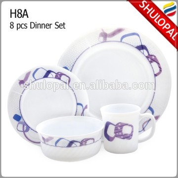 Heat Resistant Opal Glass Dinnerware 8 PCS dinner set