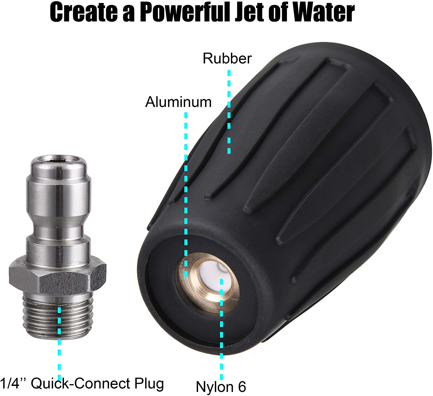 Sprühspitze mit höchster Qualität 360 Grad Wasser Turbusdüse mit 1/4 '' Schnellanschluss