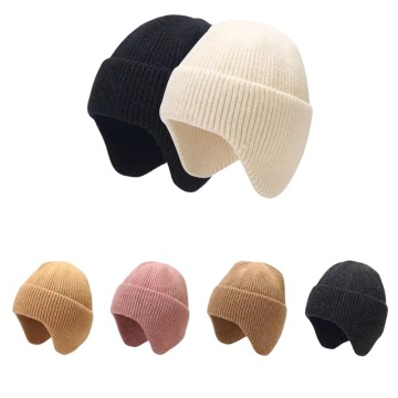 Warm Solid Color Knitted Ear Protection Hat for Adults