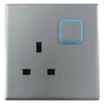 Interruttore di carico del muro 13A UK con uscita murale USB Type-C, interruttore di velocità della lampada elettrica di vetro di alta qualità nere CE