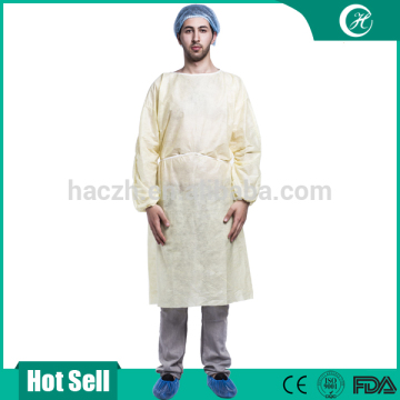 PP NON WOVEN Yellow disposable isolation gown for hospital