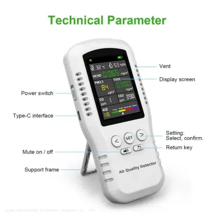 Wireless Portable CO2 Detector: Temperature, Humidity & Air Quality Monitor