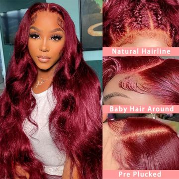 Red 13x6 HD Body Wave Dantelă peruci din față