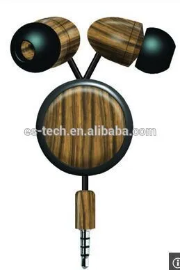 High quality customzied setero gift wooden earbuds earphones earpieces