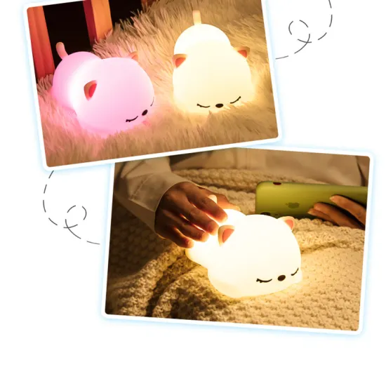 USB Rechargeable Night Light With Remote Cat Silicone Touch Sensor Bedroom Bedside Lamp